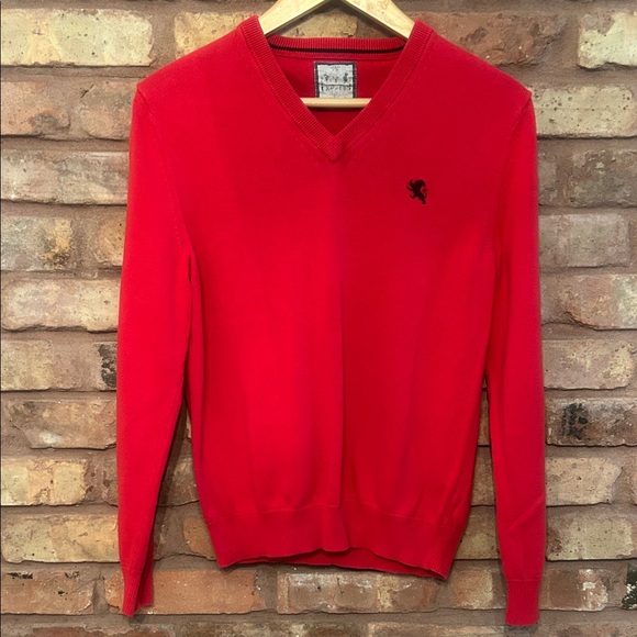 Express V-Neck Sweater in Bold Red - Picture 1 of 5